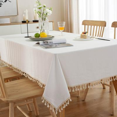 Enova Home High Quality Washable Rectangle Cotton tablecloths, Wrinkle Resistant Washable Dining Room Table linen for Rectangle Table