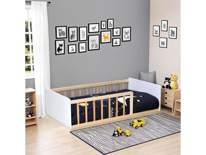 LIT 70x140 PILOU avec sommier / Blanc et Bois clair