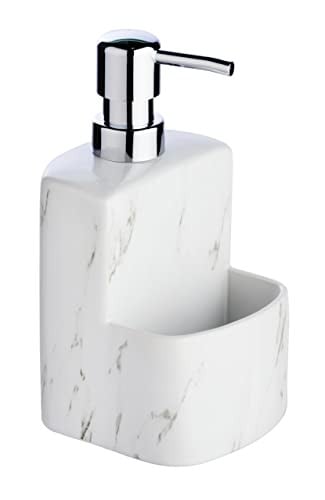WENKO Afwasmiddeldispenser Festival Marmer, Keramiek, Wit/Multicolour, B: 10 cm, D: 18 cm, H: 10 cm