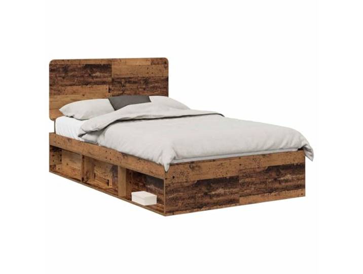 PUGYNBK Bettgestell mit Kopfteil aus Holz, 120 x 200 cm Massives Kiefernholz, feste Leisten, langlebige Halterung, einfache Reinigung, Montage erforderlich