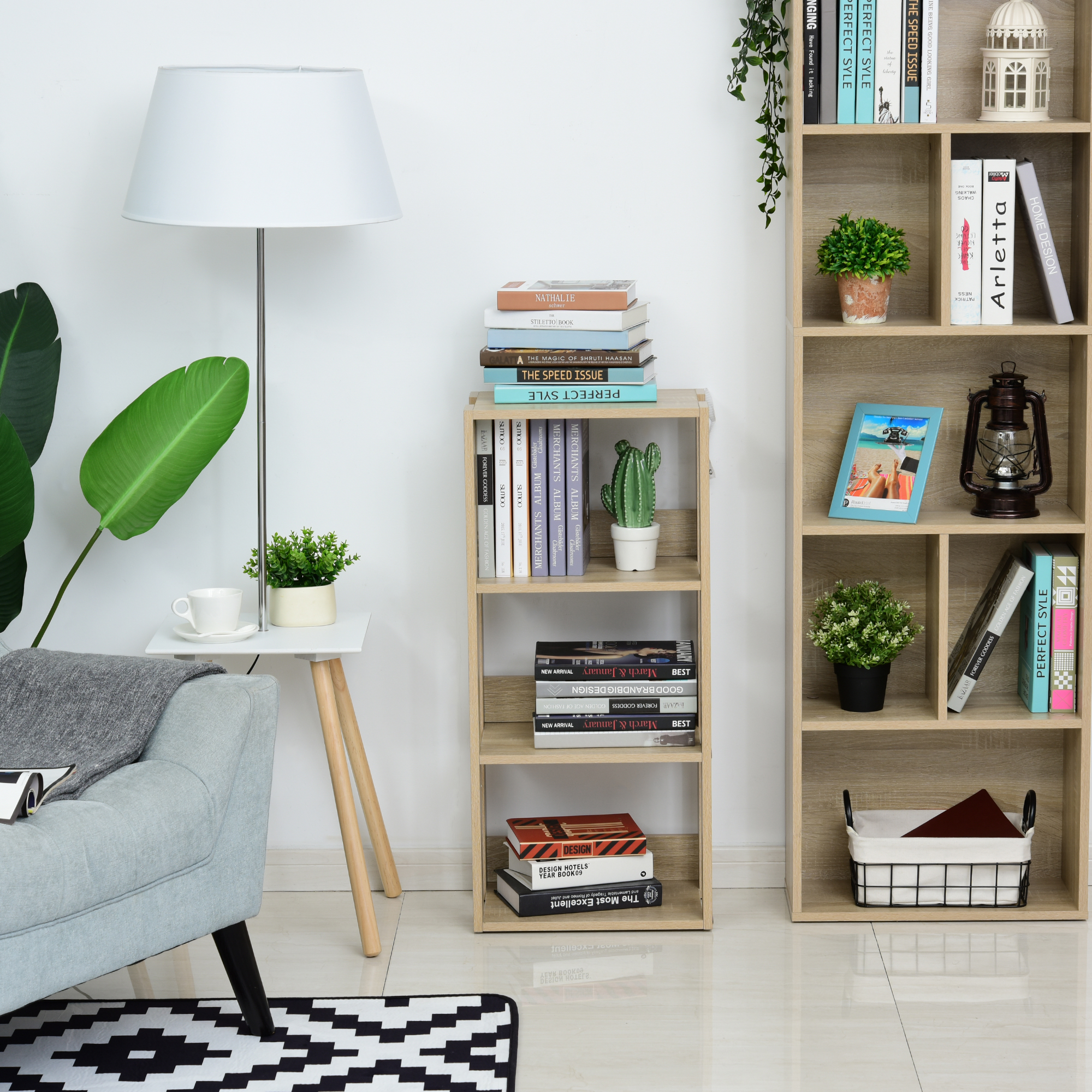 Homcom Libreria Scaffale in Legno con 3 Ripiani, Design Antiribaltamento, Piedini Antiscivolo, 40x29.2x87.9cm