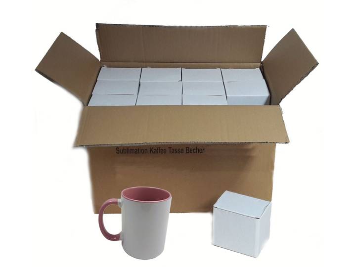 AcMax Tasse 36 Stück Sublimation Kaffee Tassen Becher WEISS - HENKEL Pink