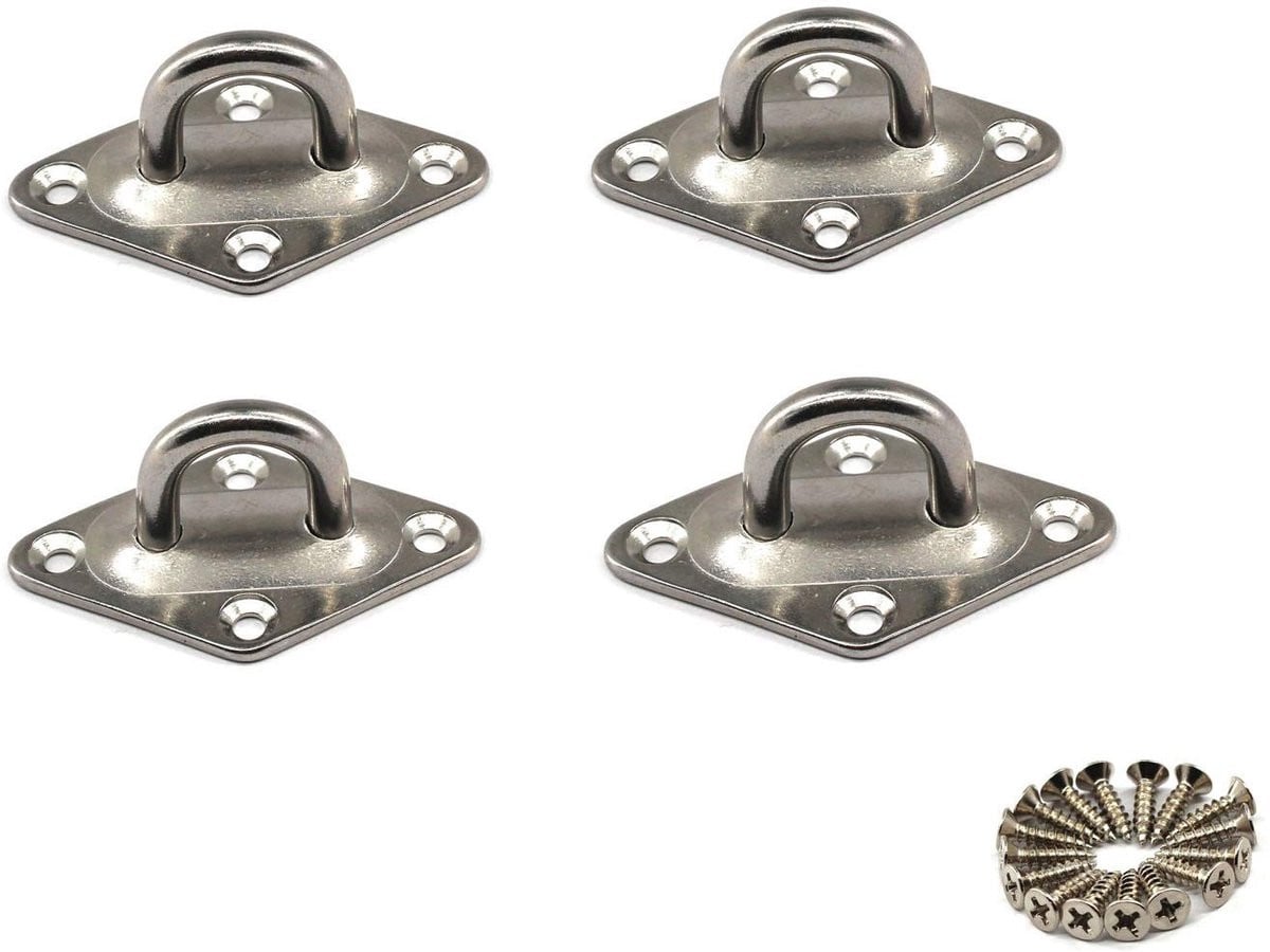 Dailygoods Oogplaat Roestvrij Staal Diamant zonder Ring Marine Haak Wandmontage Pack van 4 Stuks