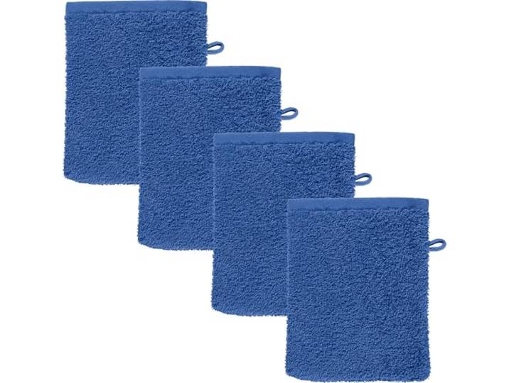 REDBEST Waschhandschuh Oceanside 4er-Pack Leichtfrottier Royalblau Größe 16x21 cm