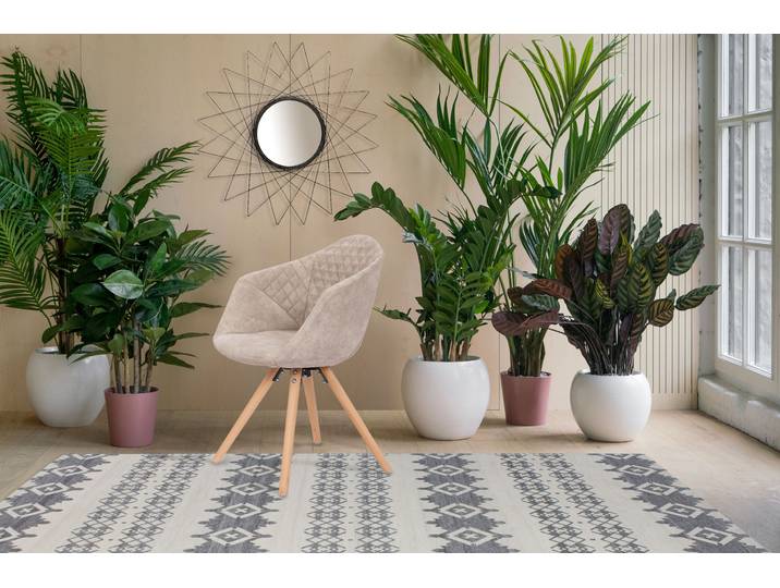 Polsterstuhl KAYOOM Stuhl Chadwick 110 2er-Set, stilvolles Design, in Naturfarben gehalten , beige (weiß, creme), B:59cm H:82cm T:55cm, Sitz: Stoff 100% Polyester / Gestell: Stahl / Beine: Buchenholz, Stühle, Polsterstuhl, bequem, Holzbeine, weich gepolstert, stilvolles Design
