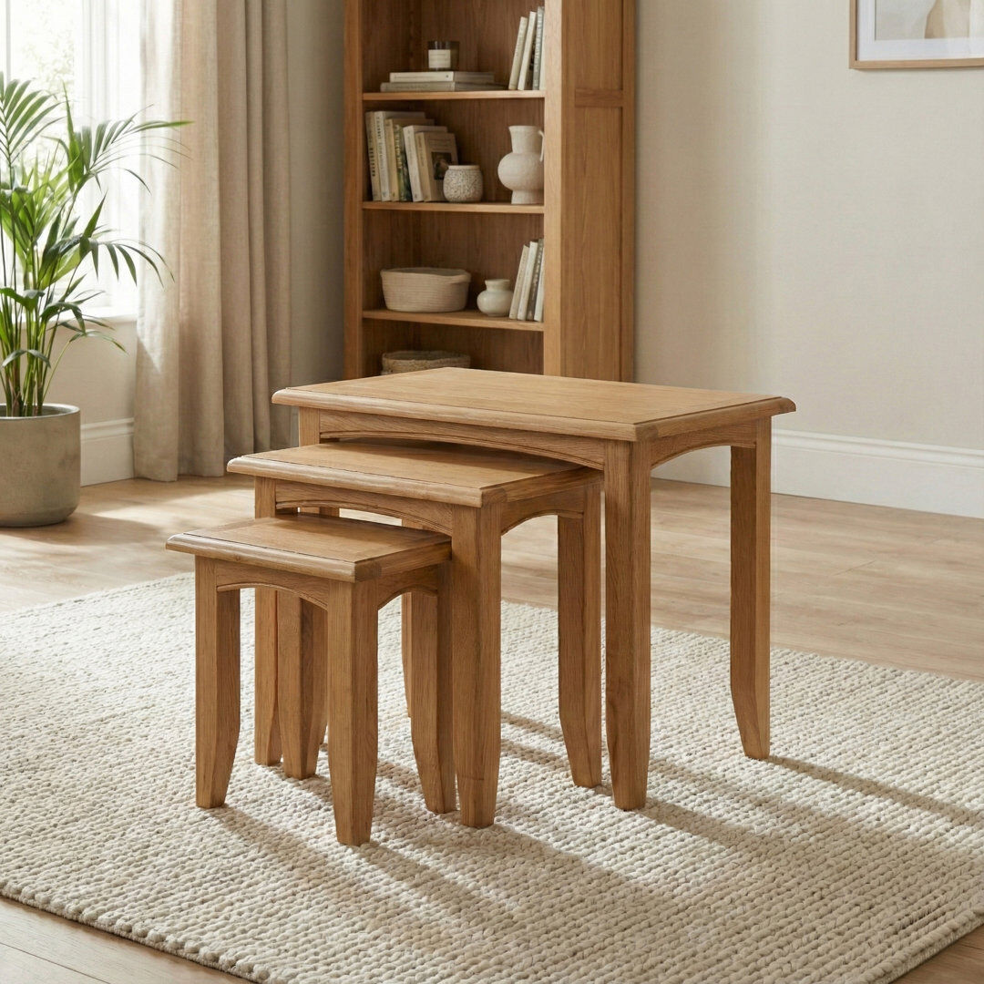 Rosalind Wheeler Censu Nest Of Tables Oak Wood 54cm H X 65cm W X 42cm D