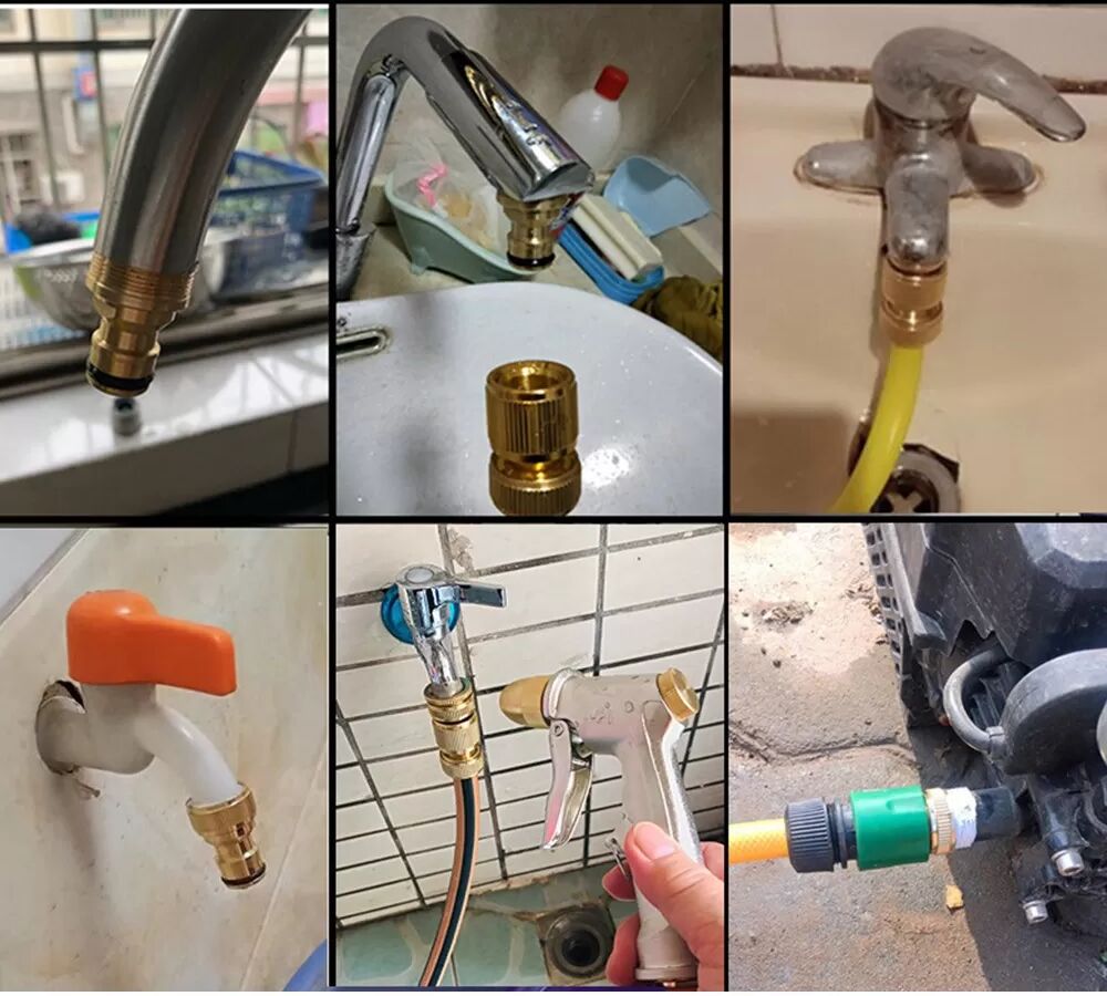 INF Wasserhahn Adapter Set: 4-Punkt-Wasseranschluss mit Universalnippel