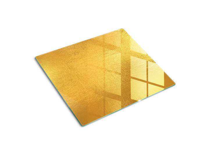 Tulup Glasplatte 60x52 cm Goldfolie, Goldfarben, Glas, 60x0.4x52 cm, Küchen, Küchenelektrogeräte, Herde, Herdabdeckplatten
