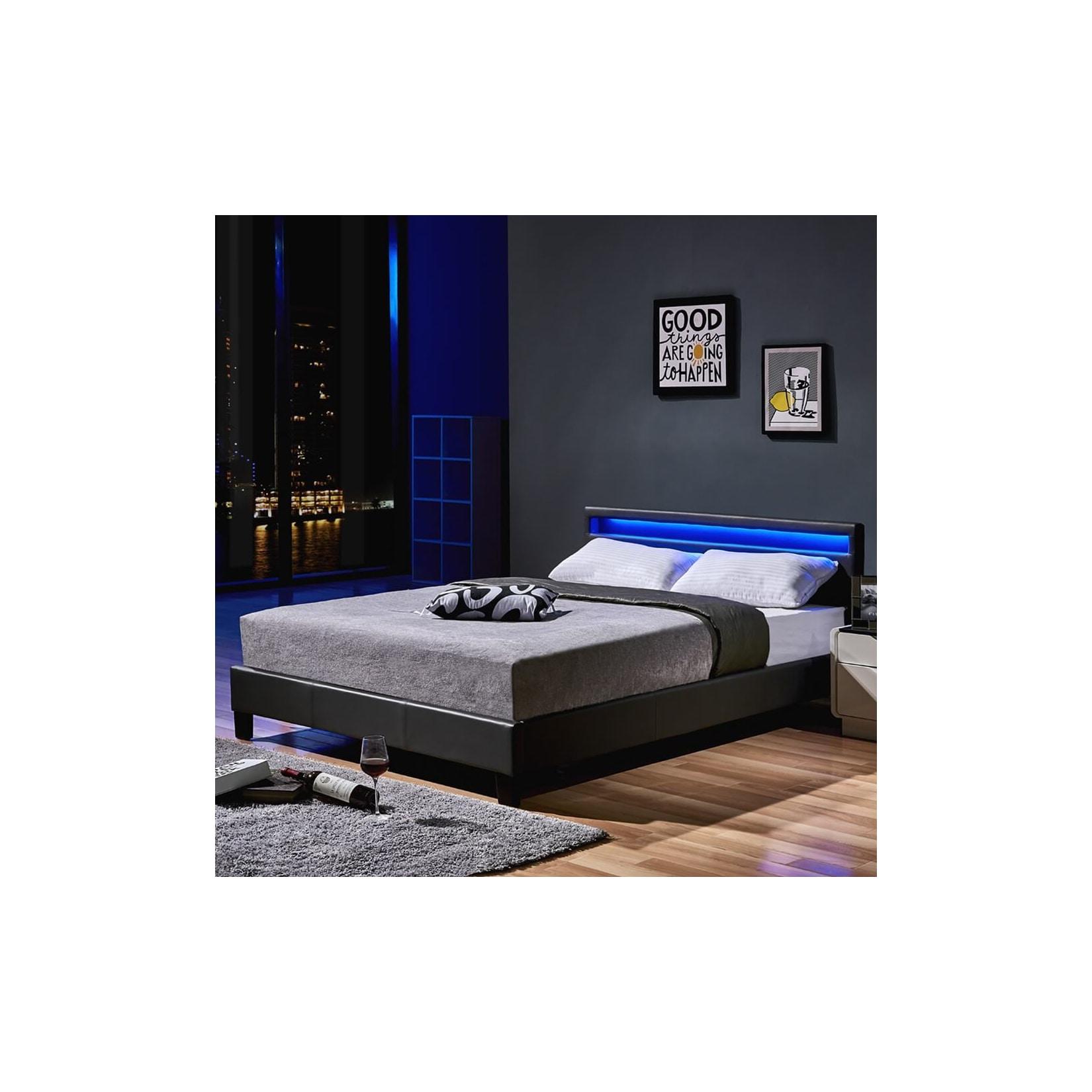 HOME DELUXE LED Bett ASTRO - 140 x 200 cm Dunkelgrau