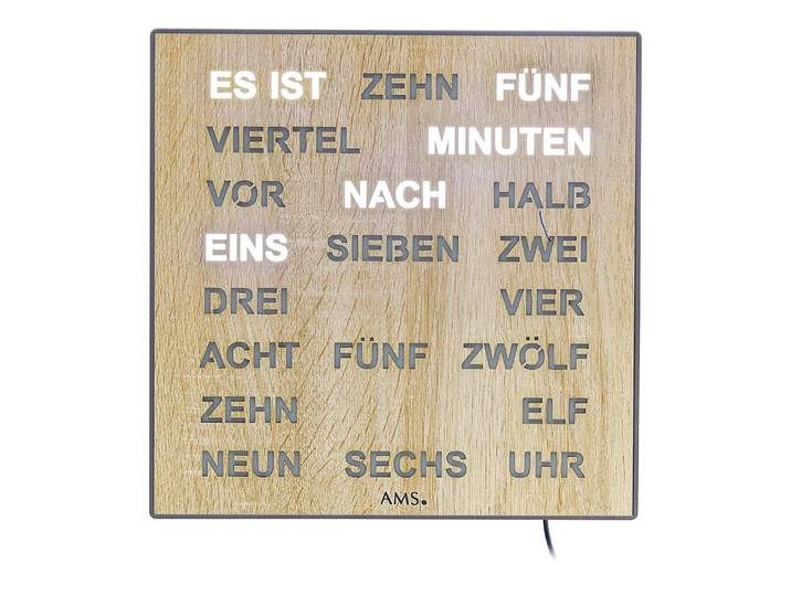 Horloge Wildfeld Polypropylène MDF panneau de fibres à densité moyenne verni 28 x 28cm Marron/Imitation chêne clair