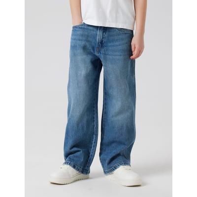 Relax-fit-Jeans NAME IT "NKMBEN SKATER JEANS 1990-LD NOOS", Jungen, Gr. 122, N-Gr, blau (medium blau denim), Denim/Jeans, Obermaterial: 100% Baumwolle, Abriebeffekte, relaxed fit lang, Jeans