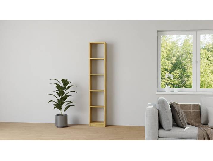 Schmales Bücherregal aus Eiche Eiche Natur geölt