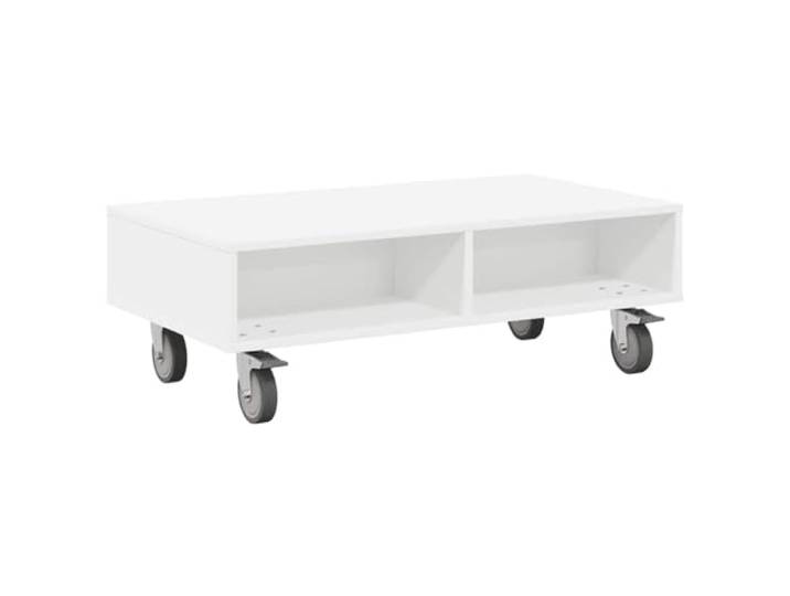 Beistelltisch mit Rollen Weiß 90x50x30 cm, Holzwerkstoff, Mobile Mobile Design, Radarretierung, einfache Montage, für Schlafzimmer und Wohnzimmer, stabile Konstruktion