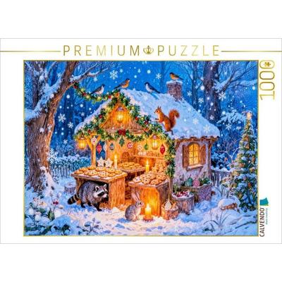 CALVENDO Puzzle Niedliche Waldcottages mit tierischen Freunden | 1000 Teile Lege-Größe 64x48cm Foto-Puzzle für glückliche Stunden