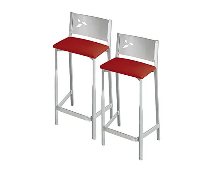 ASTIMESA Zwei Hocker für die Küche, 60 cm, Kunstleder, Rot