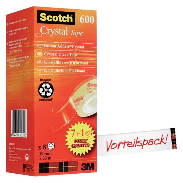 Scotch Crystal Klebeband Vorteilspack (19 mm) (6-1933R8)