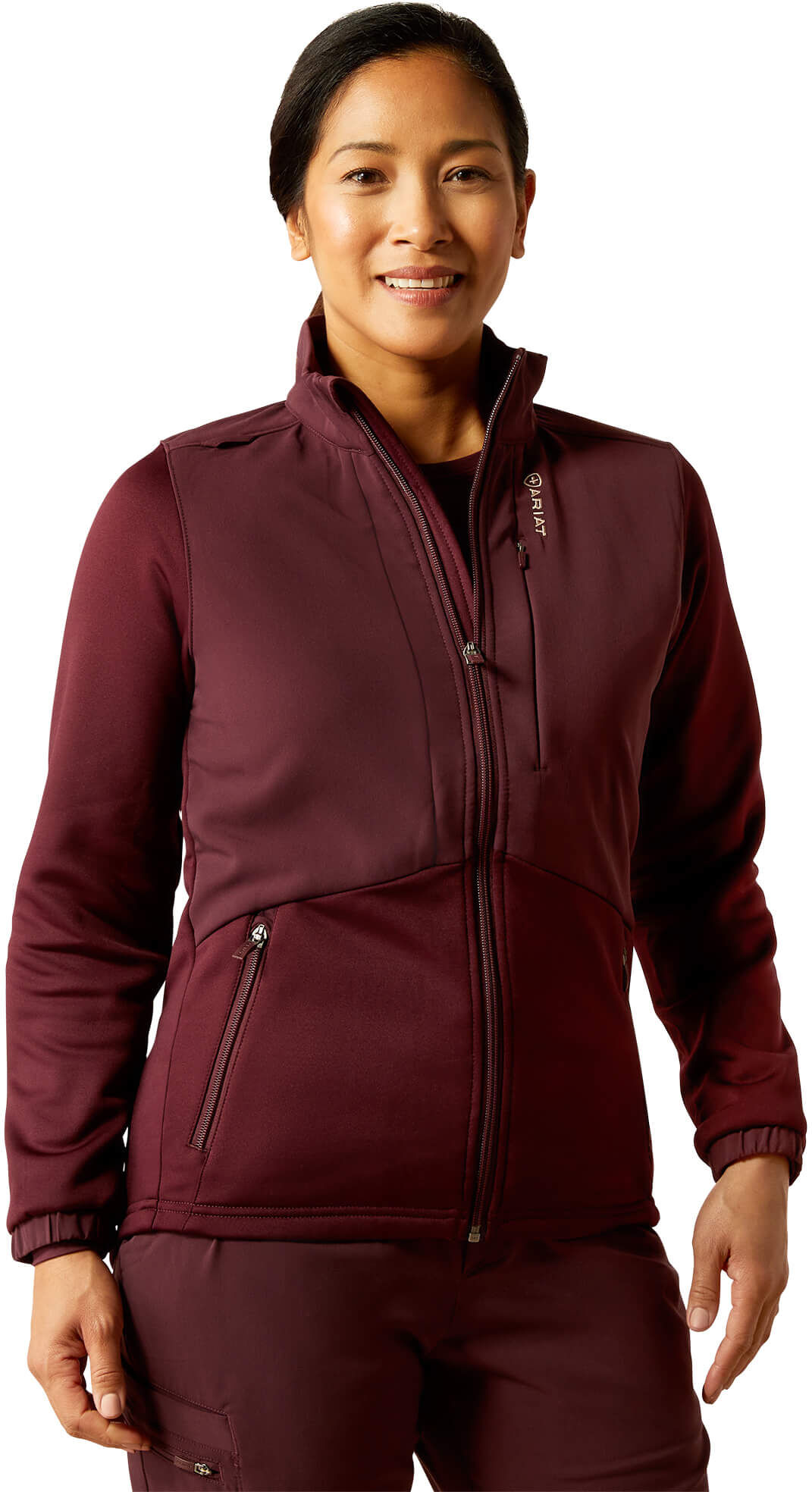 Women's Sina Fleece Scrub Jacket in Winetasting, Size: XXS by Ariat