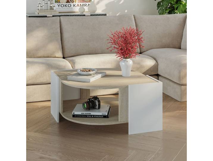 Table basse Klipsari 75 x 75 x 40 cm travertin blanc
