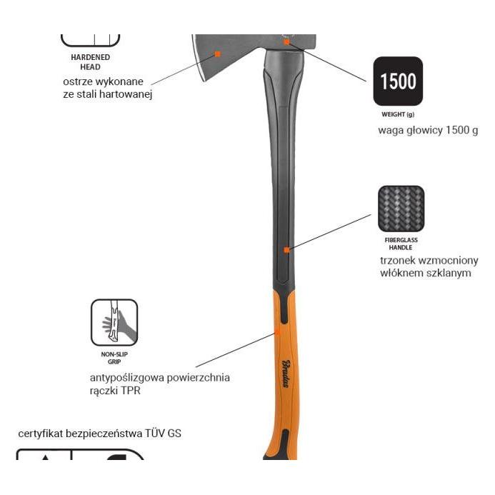Bradas Universalaxt, Fiberglasstiel, L"nge: 790 mm, 1,5 kg (KT-SF1150)