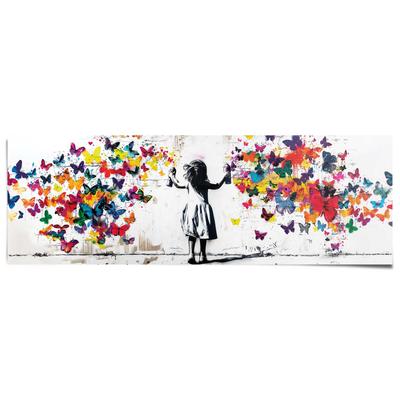 Poster REINDERS "Girl Spraying", bunt (farbe bild(er): mehrfarbig), B:158cm H:53cm T:0,1cm, Bilder, Poster, Wohnzimmer - Mehrfarbig - 170 gr. Papier - Street Art - 158x53 cm