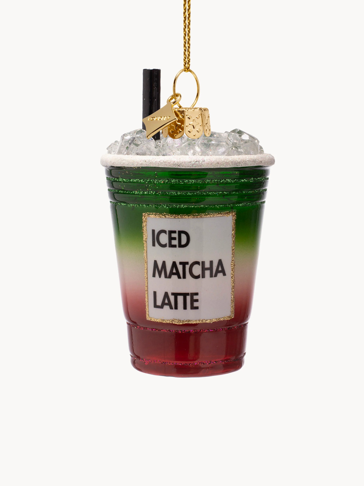 Vondels Mondgeblazen Kerstornament Strawberry Iced Matcha