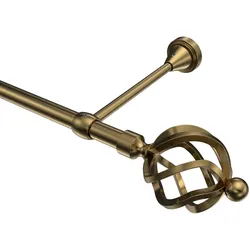 GARDINENSTANGE Primus Paolo 120 cm, 1-läufig (ohne Ringe), 16 mm Ø Messing Antik