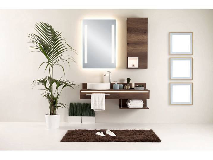 LED-Lichtspiegel MIRRORS AND MORE Lina , silber (spiegelfarben), B:50cm H:70cm T:3,5cm, Glas, Spiegel, LED-Lichtspiegel, Leuchtspiegel, integriertes Backlight