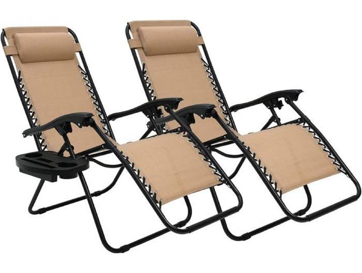 Lot de 2 Chaise Longue inclinable Bain de Soleil chaise de jardin pliante Transat