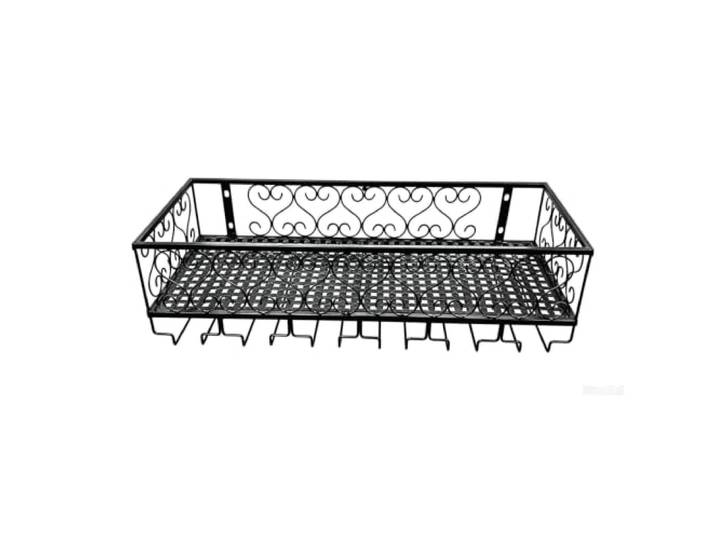 Failjierue Wandmontierte Weinregale Home Bar Möbel Weinflaschenhalter Weinglasständer aus Metall und Eisen für Kelche mit einem von mehr als 4 cm und weniger als 9 cm(Black,30x25x17cm)