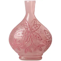 RICE Glas Vase mit geprägtem Blumenmuster in Pink, 22,5 x 11,5 x 30 cm