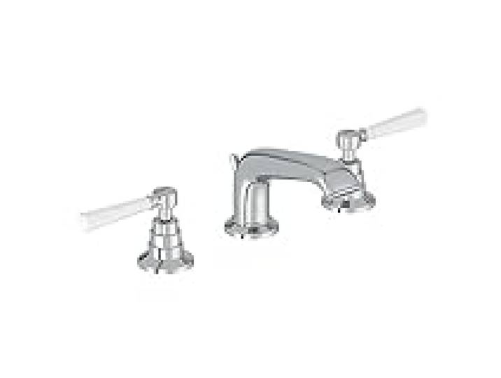 Jacob Delafon E24305-CP Mélangeur lavabo 3 trous Cléo 1889 avec vidage, style rétro poignées levier céramique, Chrome