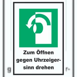 HB-Druck Zum Öffnen gegen Uhrzeigersinn drehen A1 (594x841mm) Schild