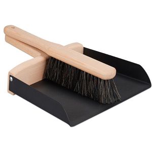 Relaxdays Kehrgarnitur 2-teilig, mit Kunststoffborsten, Metall-Kehrschaufel & Handfeger