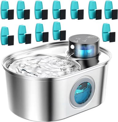 Inspire Curations AquaSense Wireless Stainless Steel Pet Water Fountain pet Water With12chip