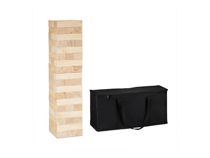 relaxdays Stapelspielzeug XXL Wackelturm Holz, (54-tlg)