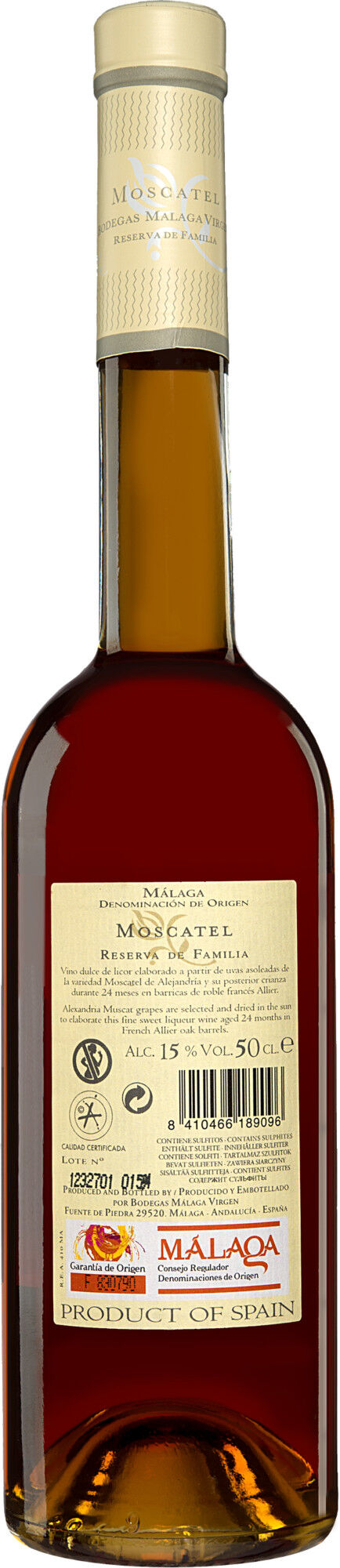 Málaga Virgen Moscatel »Reserva de la Familia« - 0,5 L 15% Vol. Sherry Süß aus Spanien