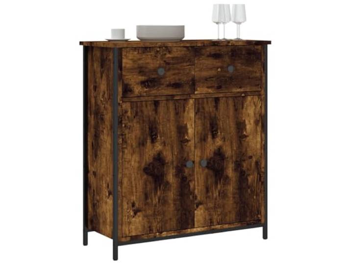 KTHLBRH Anrichte Eiche Rauch 70 x 30 x 80 cm Holz mehrschichtig Verstellbare Füße, stabile Platte, großer Stauraum, Stahl
