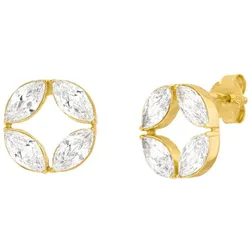 LEAF - OHRSTECKER - ZIRKONIA FLOWER - gold