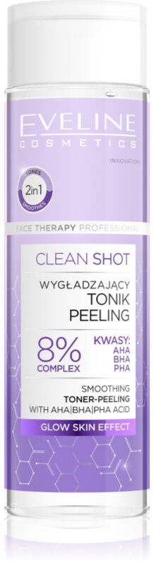Eveline Cosmetics Clean Shot 8% Complex Of Hydroxy Acids glättendes Tonikum mit Peelingeffekt 200 ml