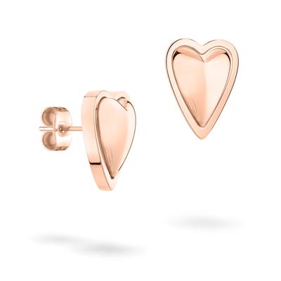 Paar Ohrstecker LIEBESKIND BERLIN "Metal Heart, Herz", roségoldfarben, Ohrringe, Damen, Edelstahl