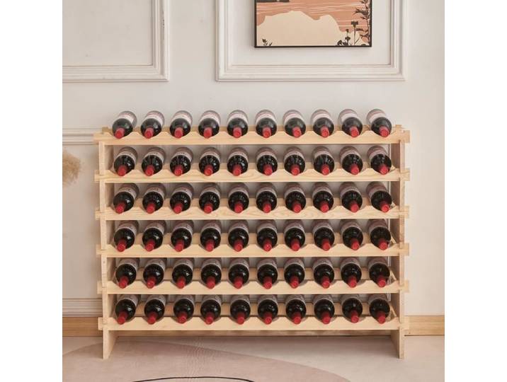 Meuble de rangement à bouteilles - HOMEWELL - YIPEEMA - Bois massif - 60 bouteilles - Design contemporain