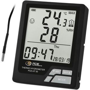 PCE Thermo-Hygrometer HT 50, digital, von -50 bis 100°C, mit Außensensor, innen/außen
