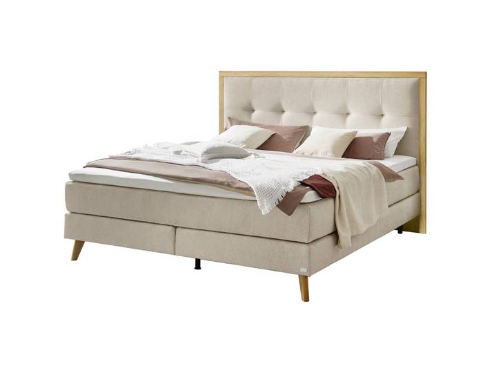 Hasena Boxspringbett Marisol sand Stoff 180 x 200 cm - Boxspringbett