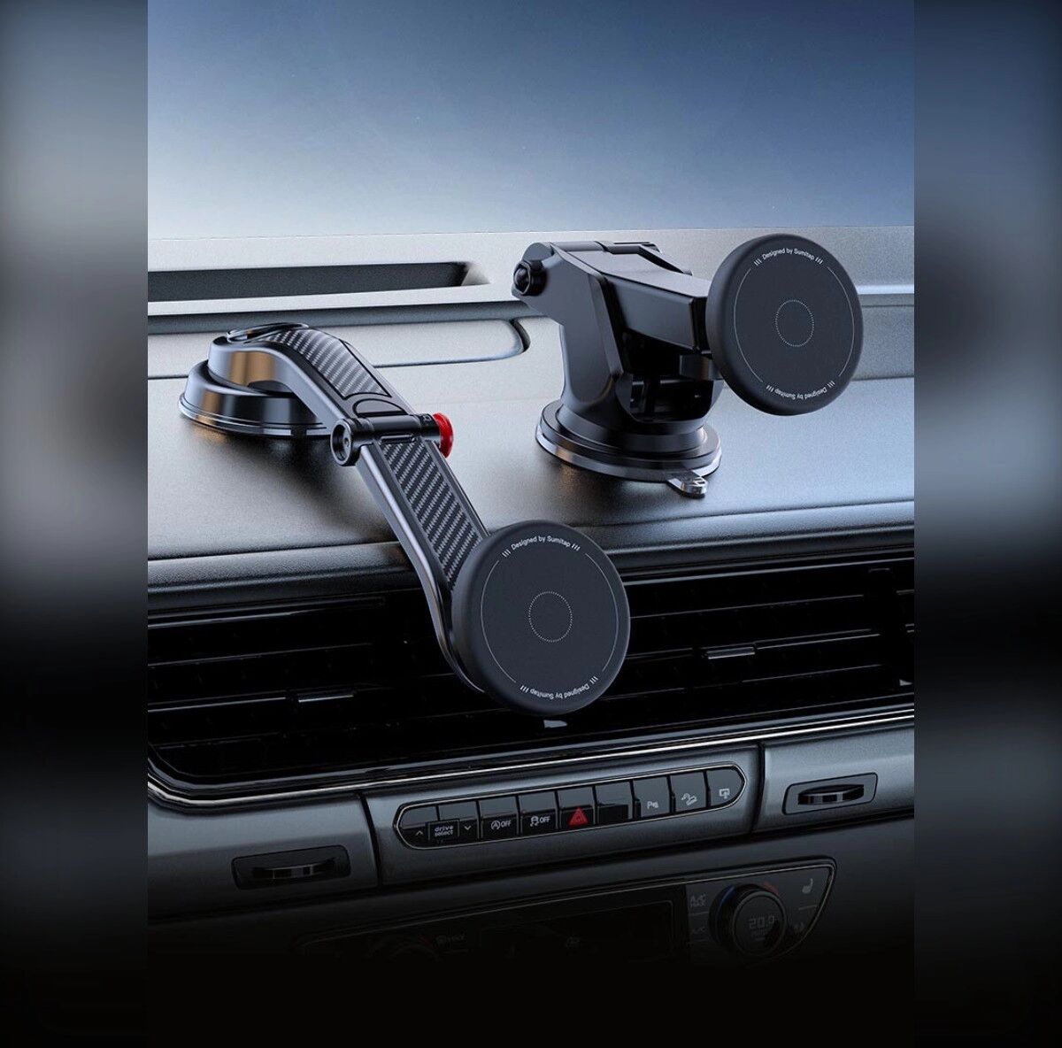 INF Voll-Silikon Rotierender Saugnapf-Magnetständer kompatibel mit MagSafe — 360° verstellbarer PC+Silikon-Halter Schwarz