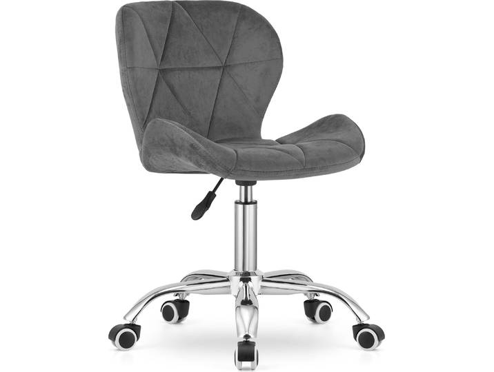 Chaise pivotante chaise de bureau rembourrée en velours gris réglable en hauteur avec assise ergonomique