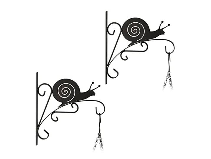 Relaxdays Crochet de Suspension pour Plantes en Lot de 2\, Escargot\, Fer\, H x L x P : env. 30 x 30\,5 x 2 cm\, Noir