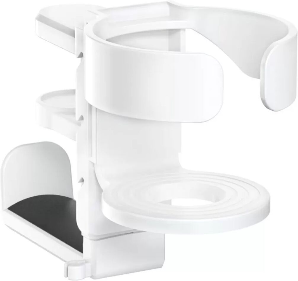 INF Support de casque avec pince de bureau et porte-gobelet - Pivotant à 360° Blanc