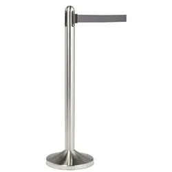 Decor Service Leitsystem aus rostfreiem Stahl, einziehbares Band in grau, mit Fußteil, 100 cm