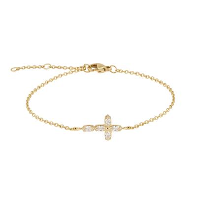 Armband TAMARIS "Cross, Kreuz-Motiv", gold (gelbgoldfarben, kristallweiß, kristallweiß), Armbänder, Damen, 21cm, Edelstahl, Armband, mit Zirkonia (synth.)