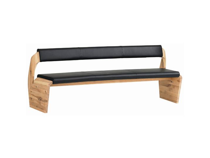 Voglauer Sitzbank, Schwarz, Eichefarben, Holz, Echtleder, Nappaleder, Rindleder, Eiche, massiv, 227x84x70 cm, Goldenes M, Made in Austria, Lederauswahl, mit Rückenlehne, Esszimmer, Bank, Sitzbänke, Polsterbänke